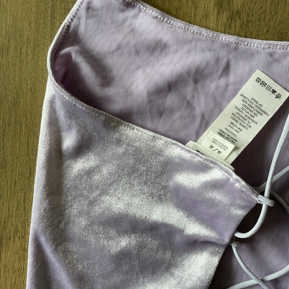 Lilac Velvet Crop Tank Top - Picture 3 of 5